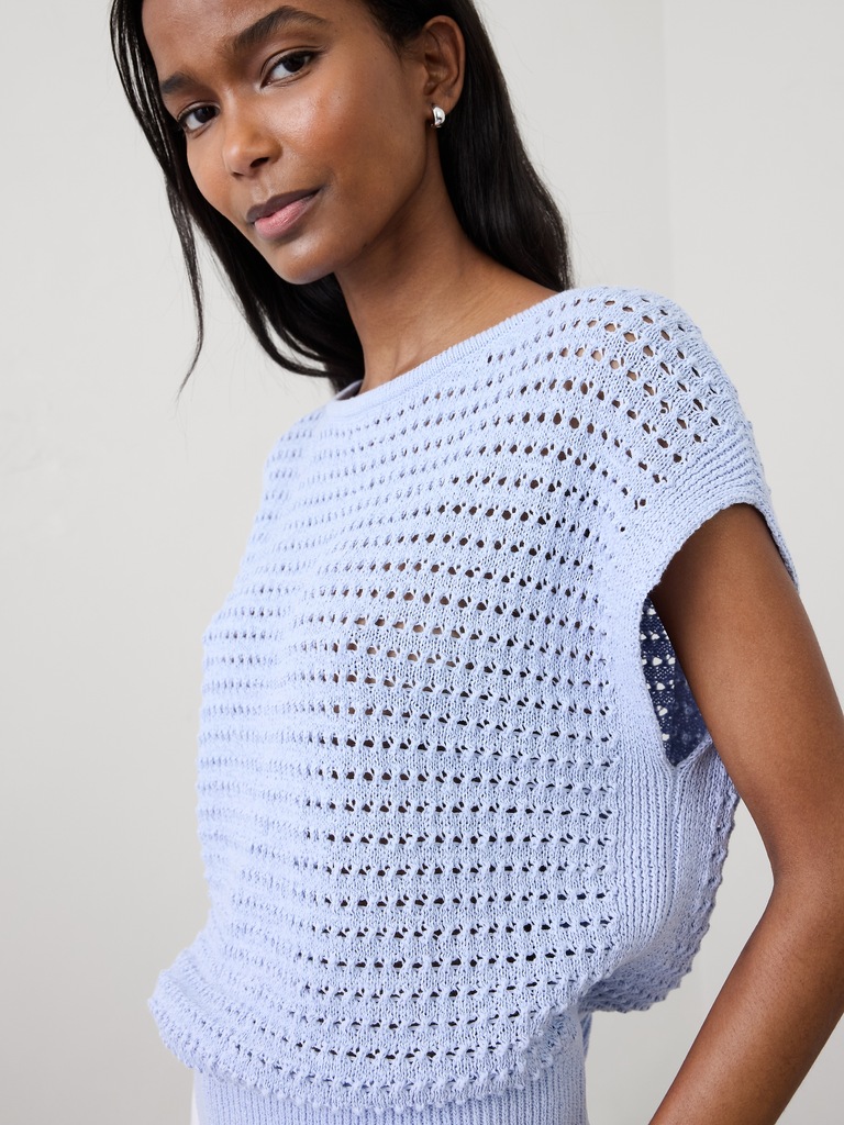 Open Stitch Dolman-Sleeve Sweater