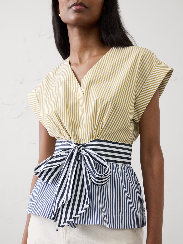 Poplin Tie-Front Top