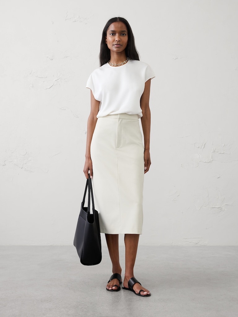 Tailored Pencil Midi Skirt