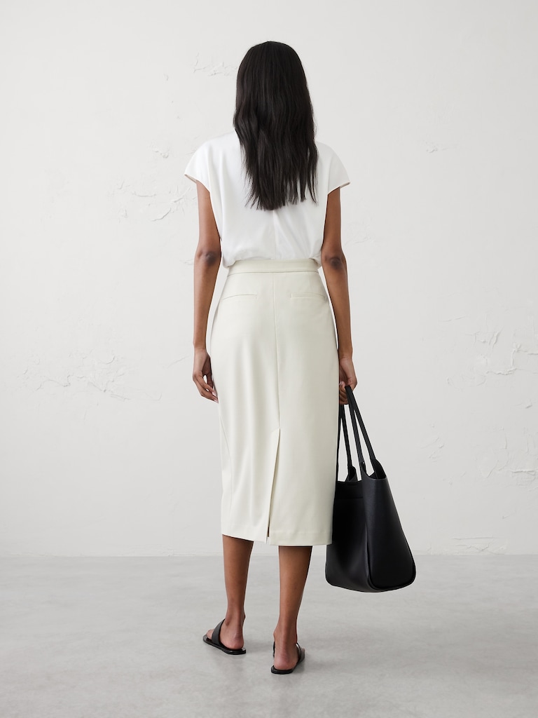 Tailored Pencil Midi Skirt