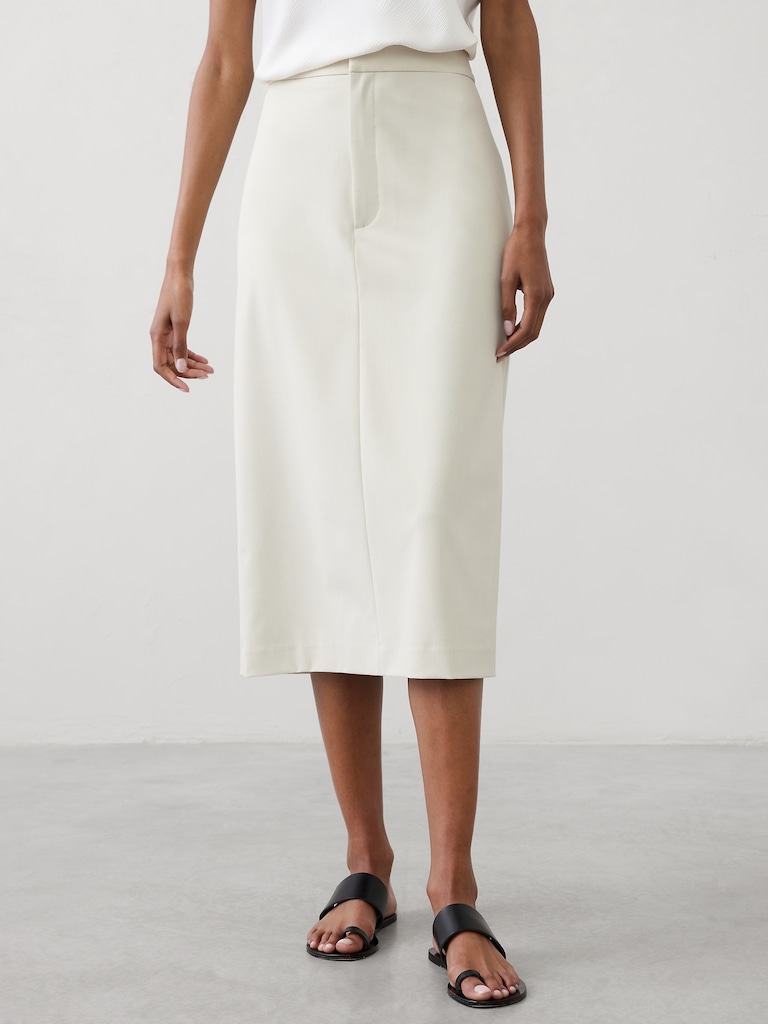 Tailored Pencil Midi Skirt