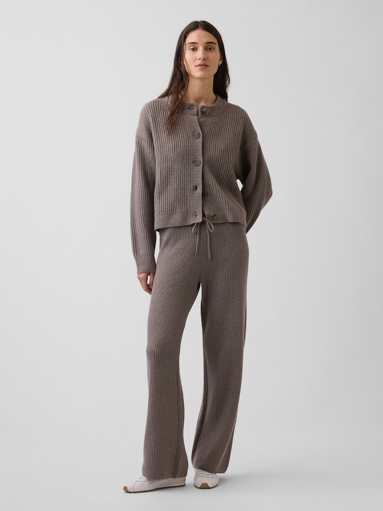 CashSoft Shaker-Stitch Sweater Pants