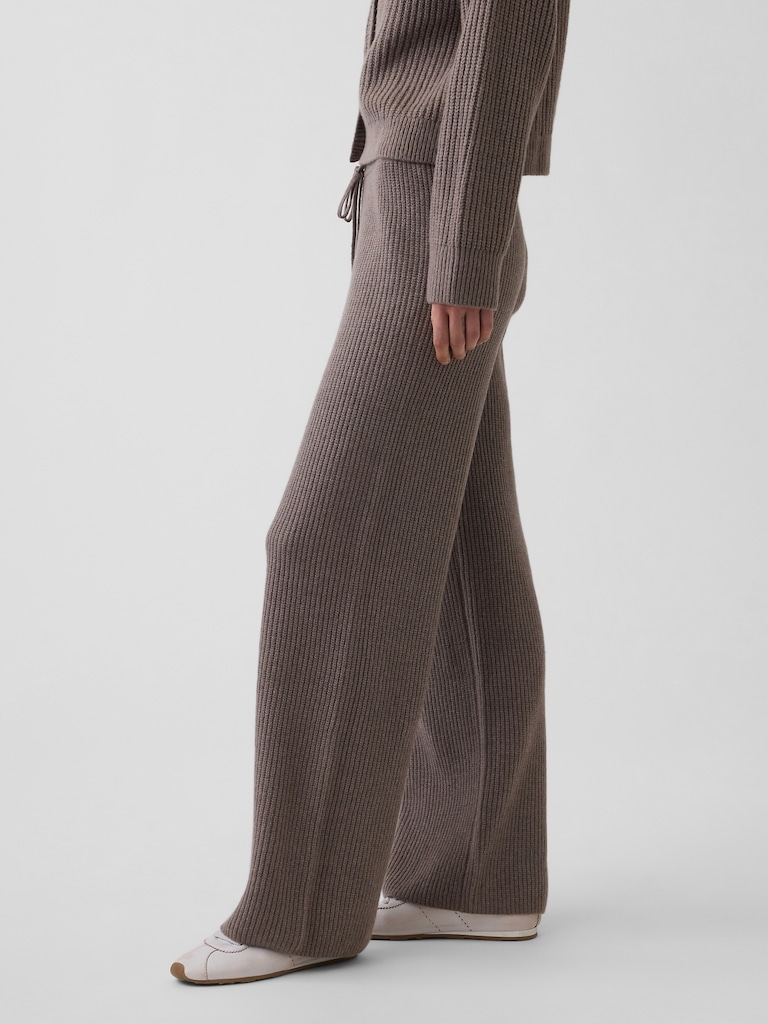 CashSoft Shaker-Stitch Sweater Pants