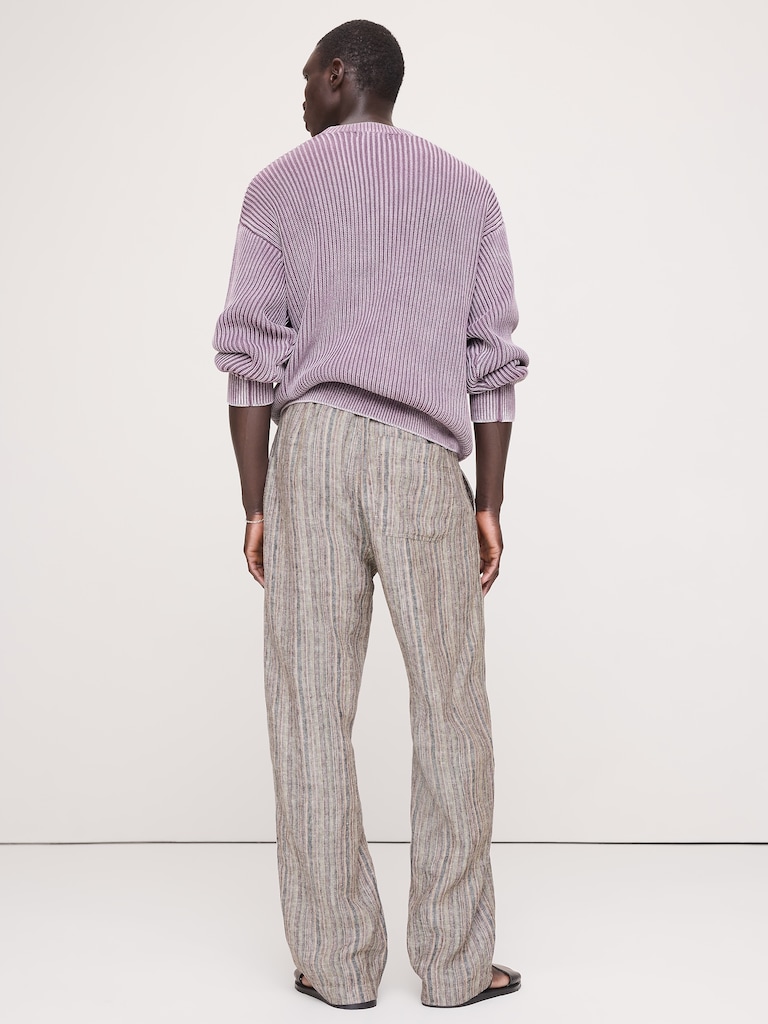 Relaxed Striped Linen Beach Pant