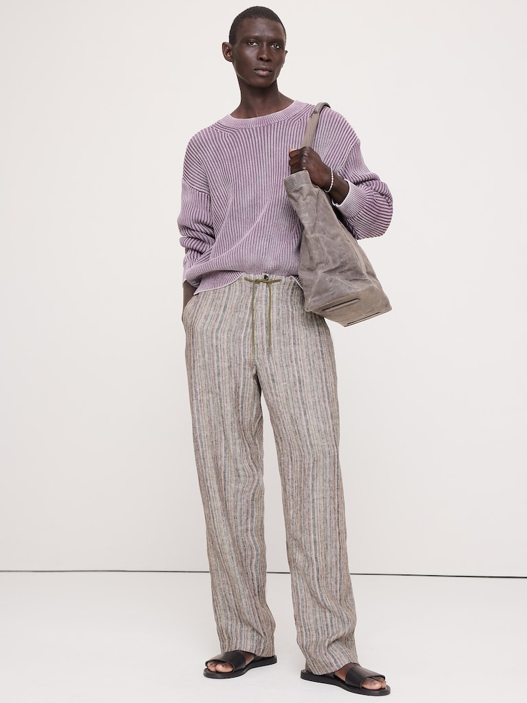 Relaxed Striped Linen Beach Pant