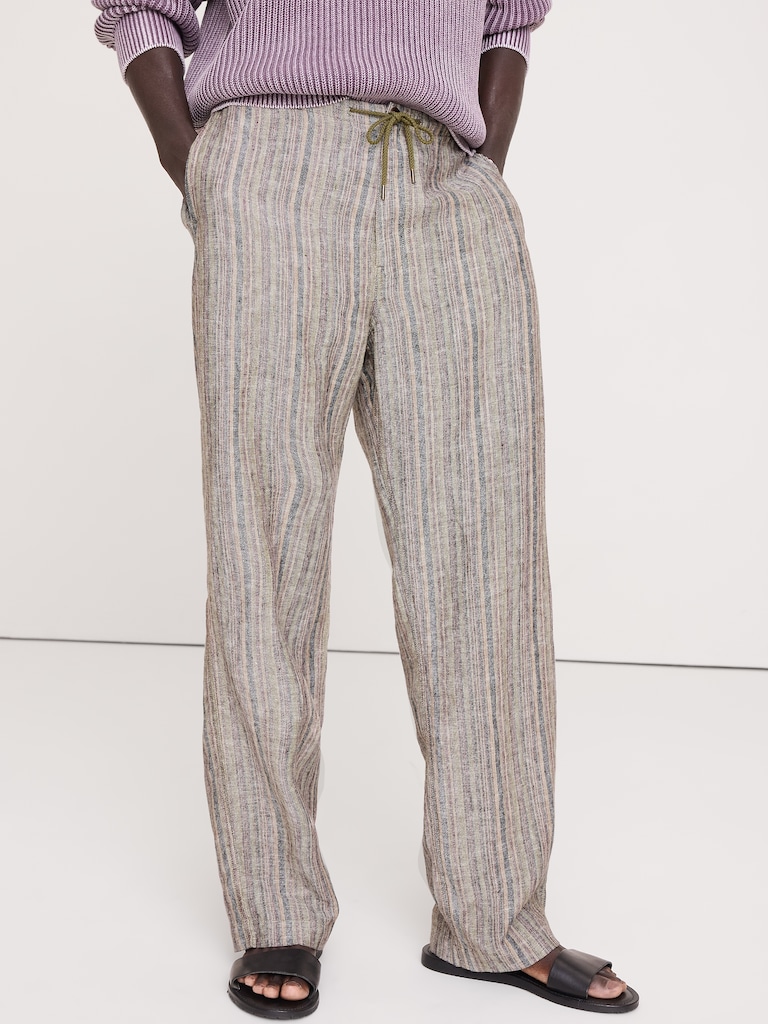 Relaxed Striped Linen Beach Pant