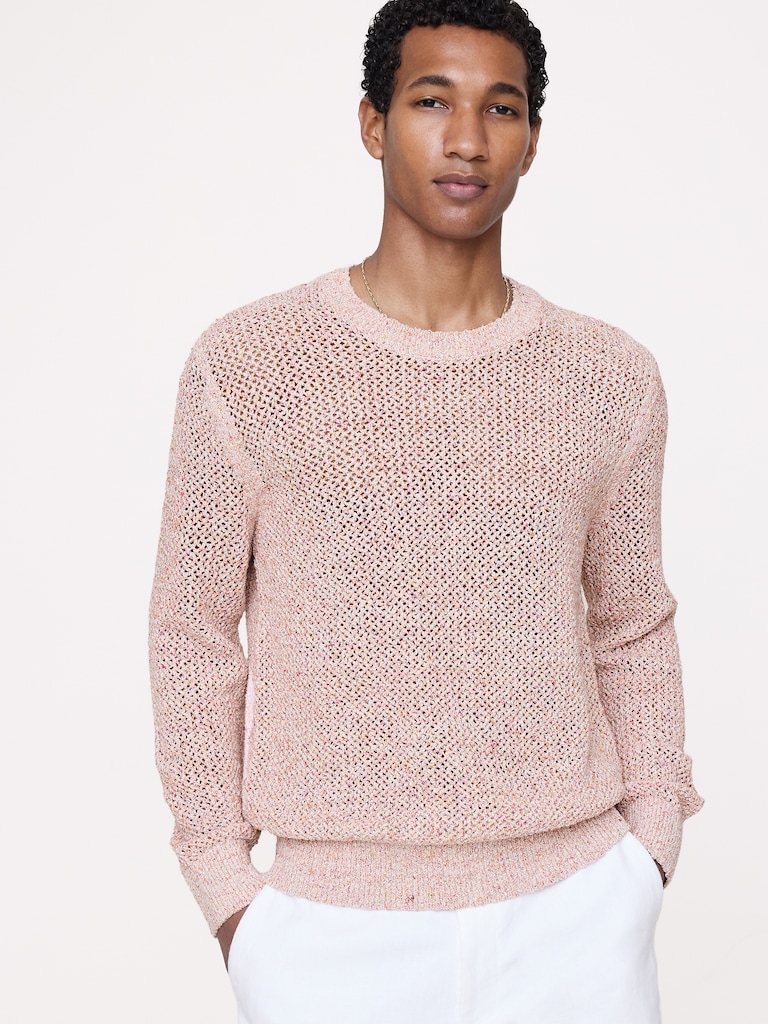 Bouclé Cotton-Blend Crew-Neck Sweater