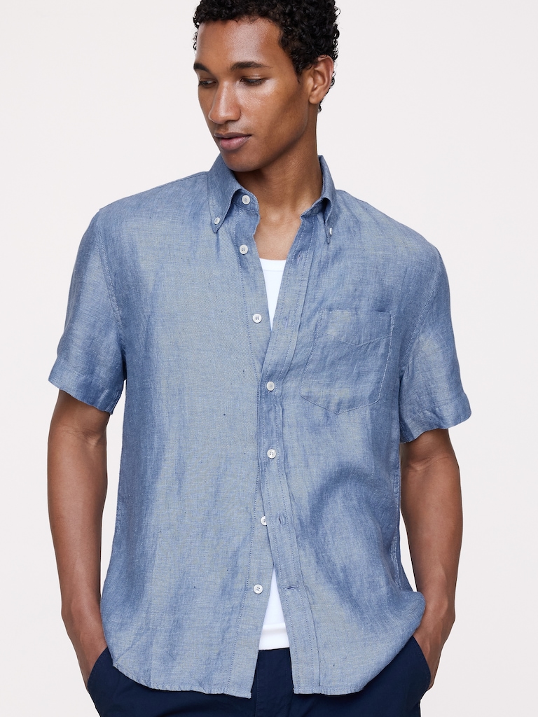 Standard-Fit Linen Short-Sleeve Shirt