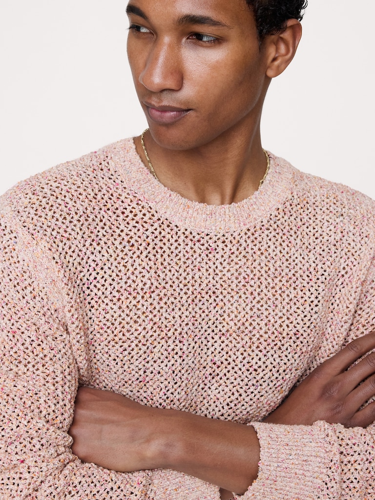 Bouclé Cotton-Blend Crew-Neck Sweater