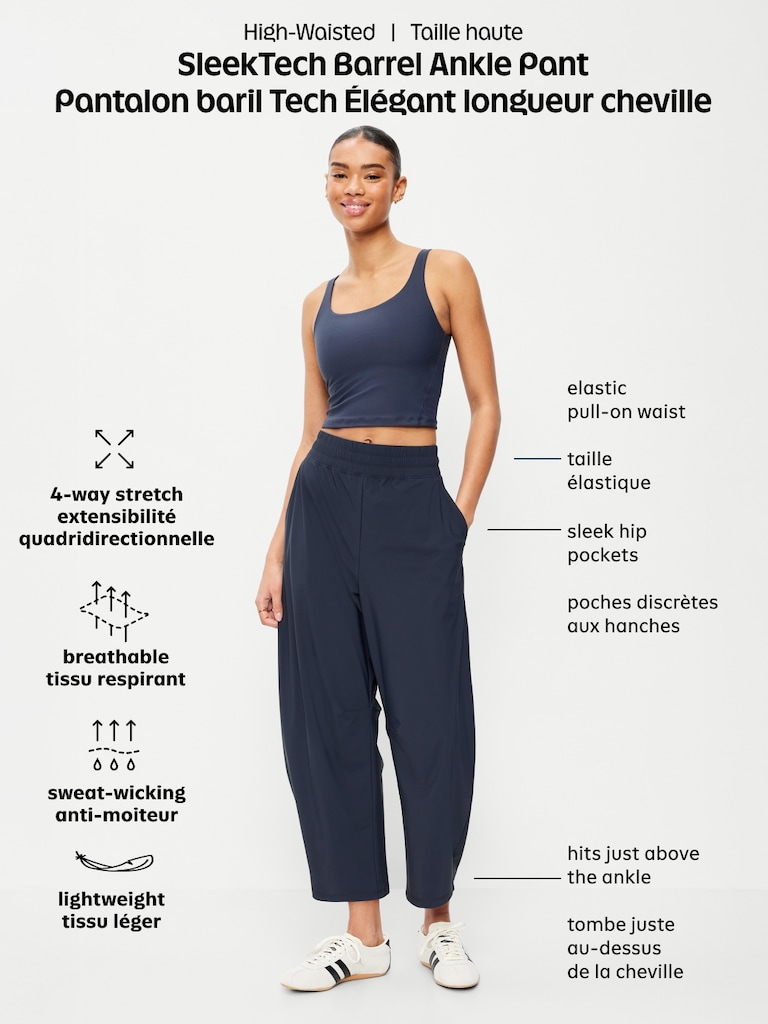 High-Waisted SleekTech Barrel Ankle Pants