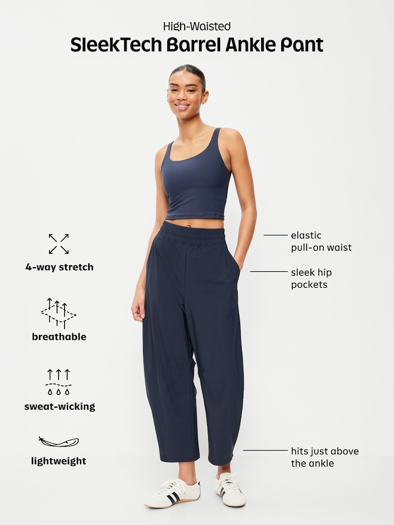 High-Waisted SleekTech Barrel Ankle Pants