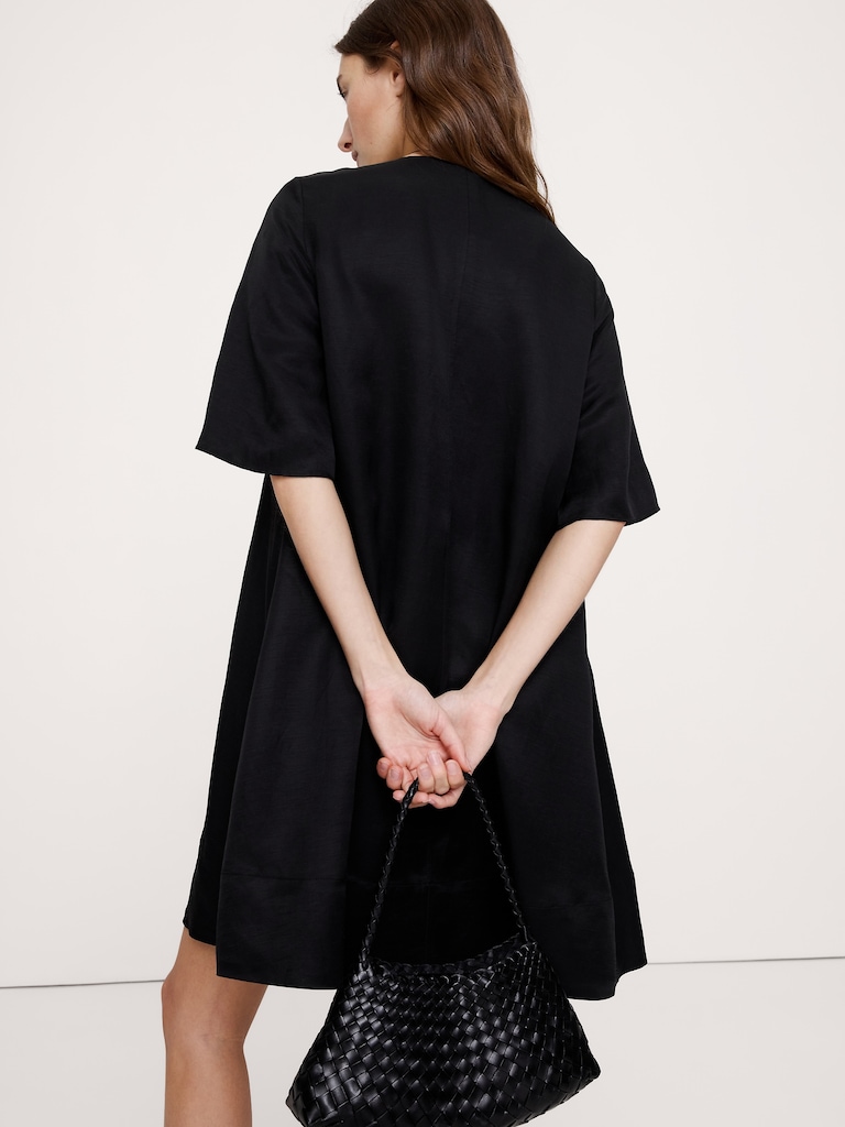 Viscose-Linen Scoop-Neck Mini Dress