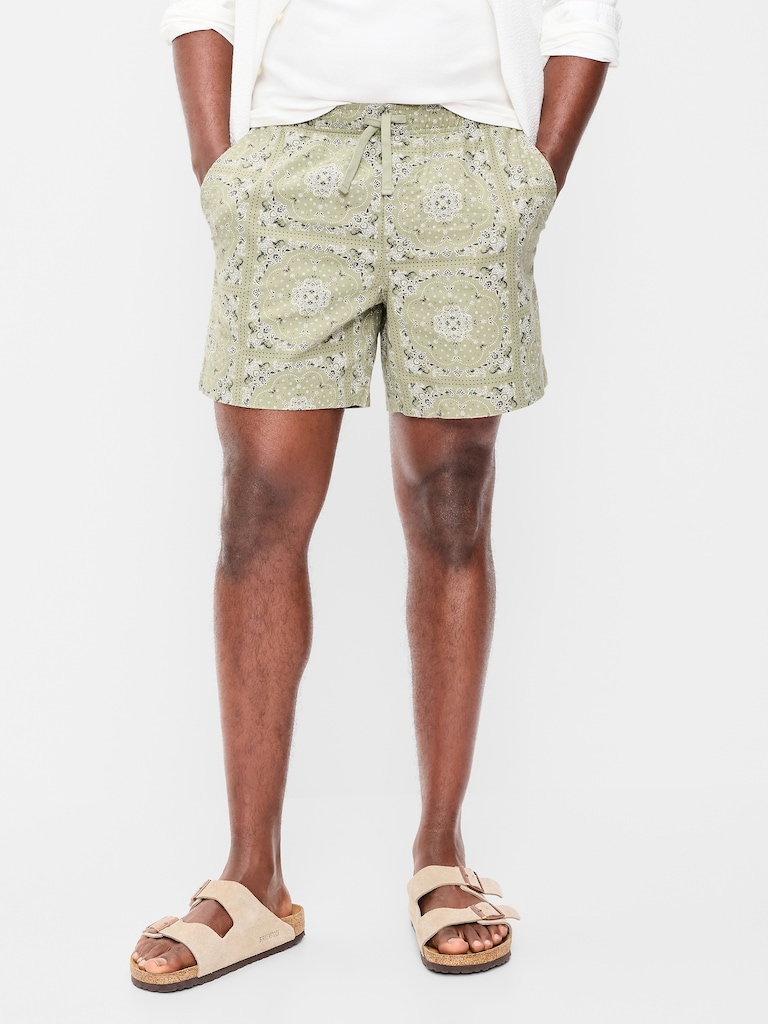 Linen-Blend Jogger Shorts -- 5-inch inseam