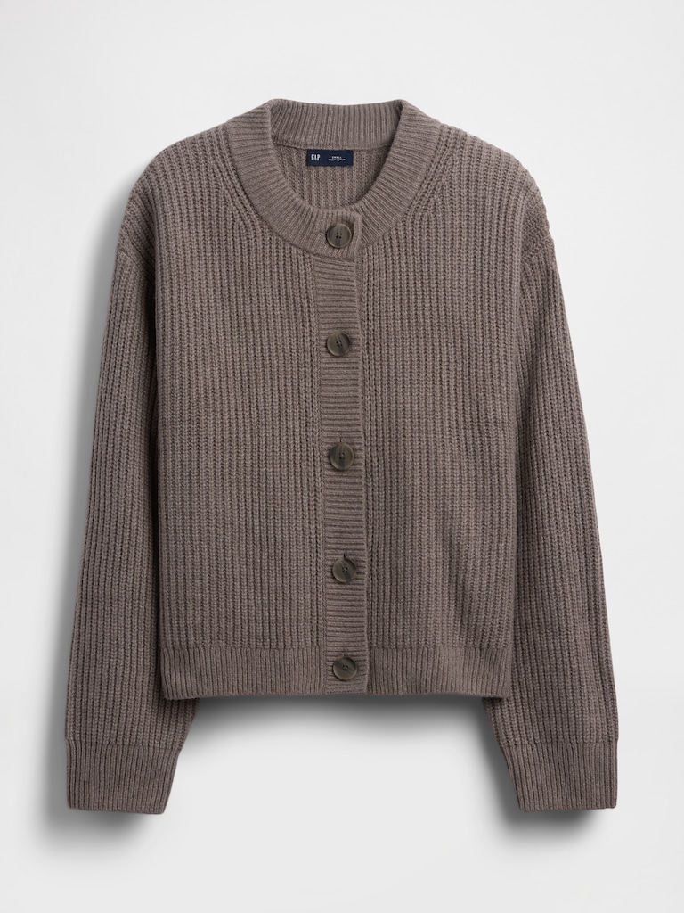 CashSoft Oversized Shaker-Stitch Cardigan