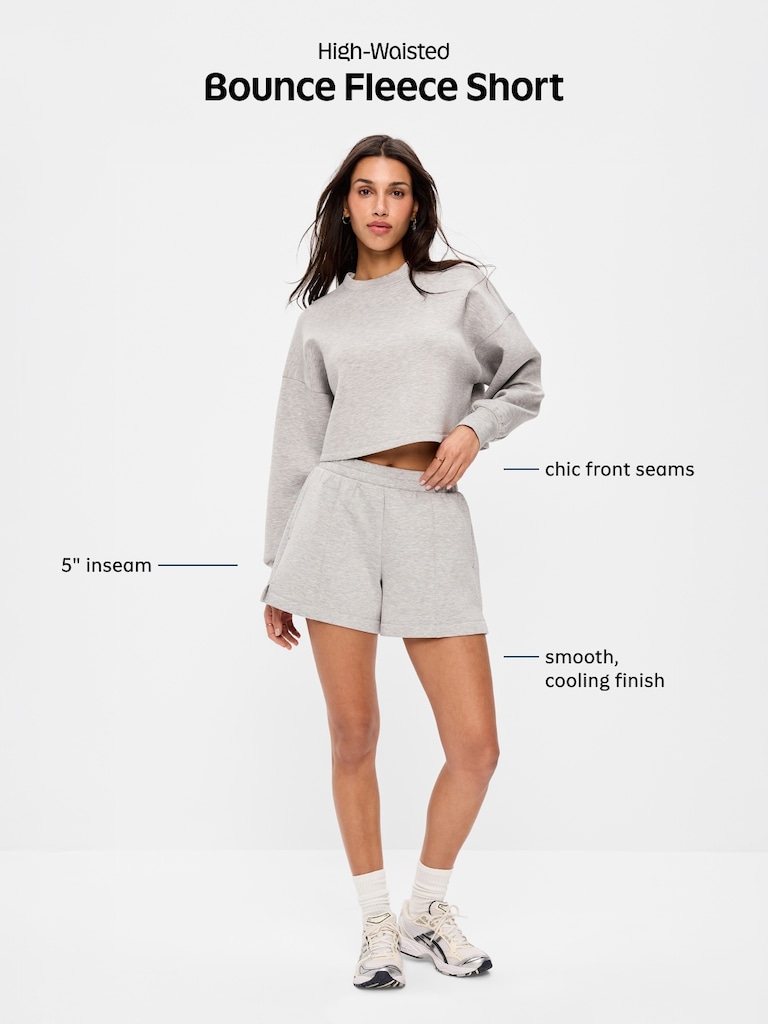 High-Waisted Bounce Fleece Shorts -- 5-inch inseam