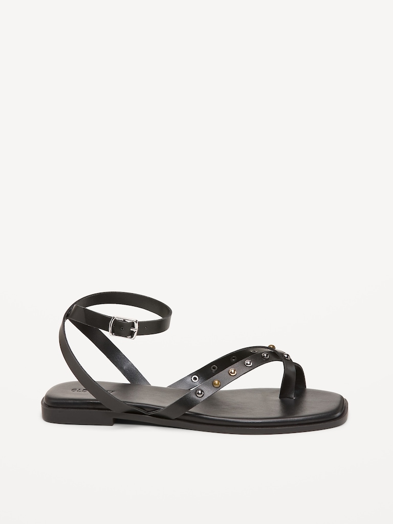 Studded Toe-Strap Sandals