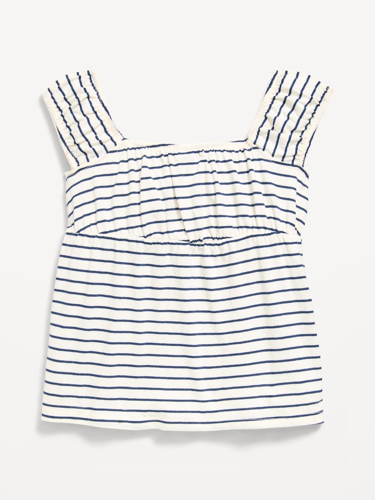 Printed Short-Sleeve Scallop-Trim Top for Girls