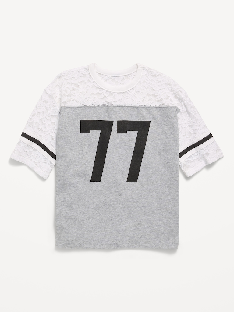 T-shirt surdimensionné de style football avec dentelle pour fille