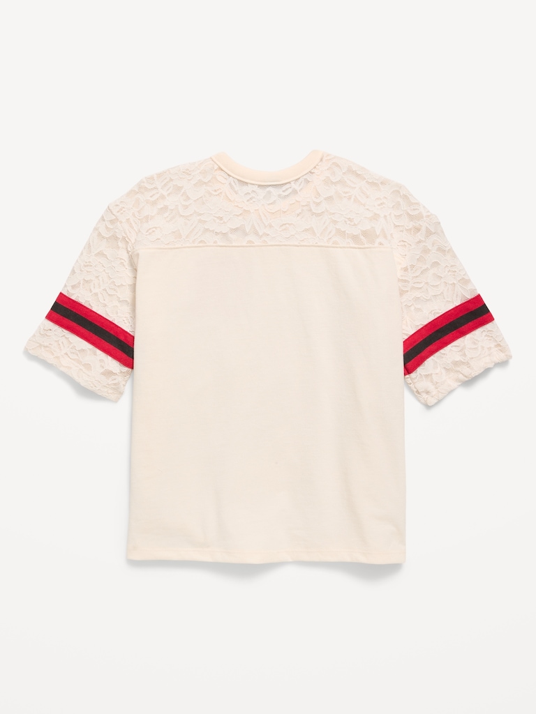 T-shirt surdimensionné de style football avec dentelle pour fille