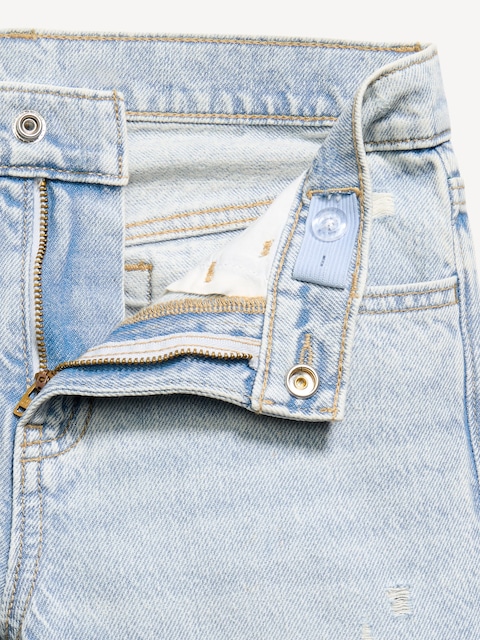 High-Waisted Ripped Baggy Wide-Leg Jeans for Girls