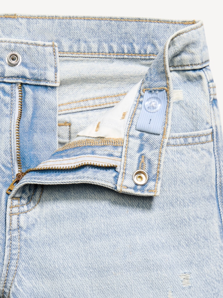 High-Waisted Ripped Baggy Wide-Leg Jeans for Girls