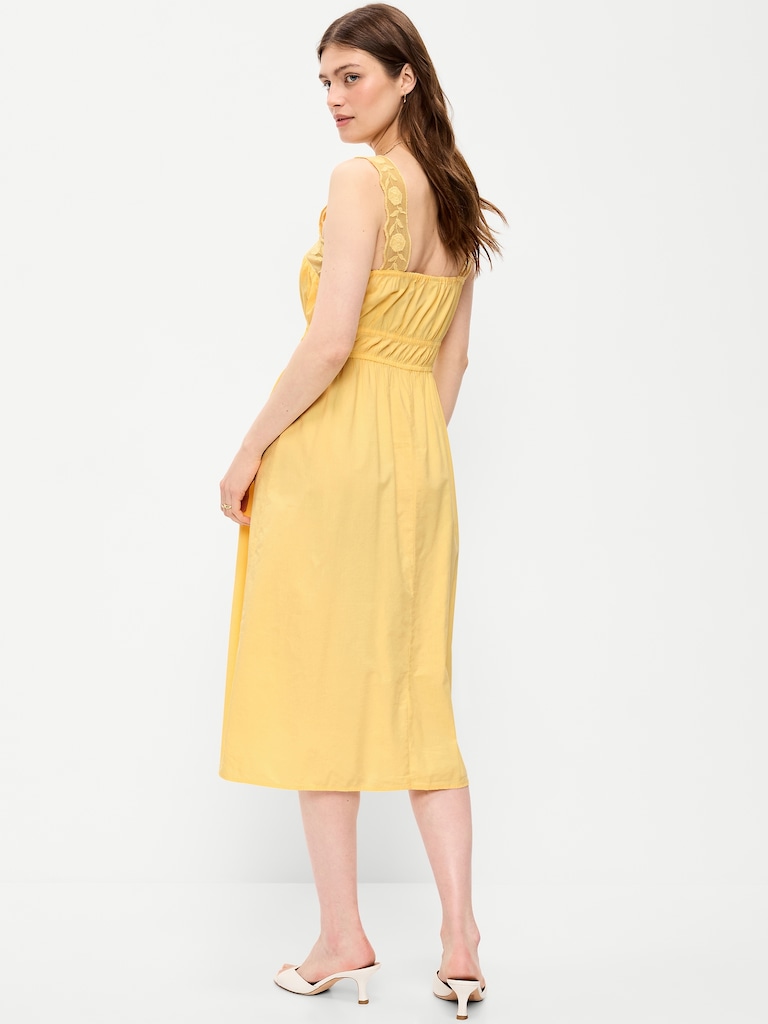 Fit & Flare Smocked-Waist Midi Dress