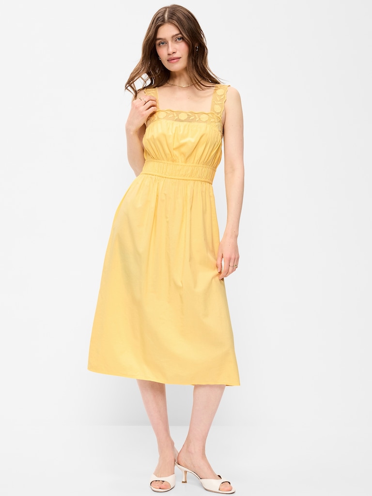 Fit & Flare Smocked-Waist Midi Dress