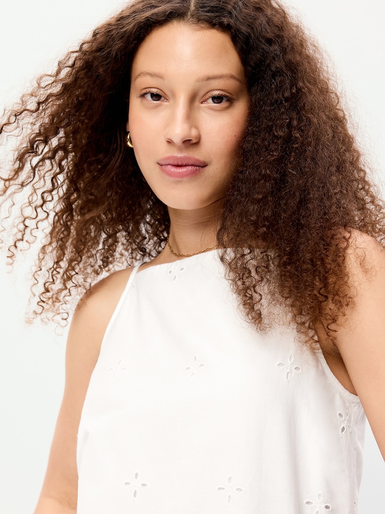 Cut-Out Apron-Neck Mini Shift Dress