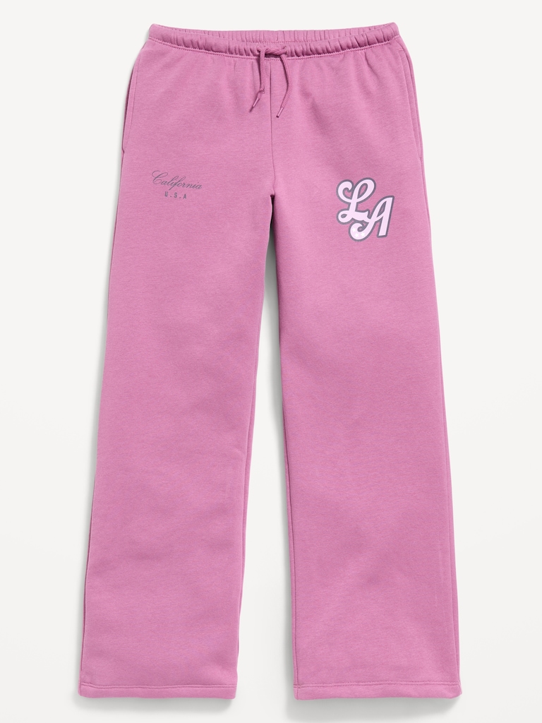 High-Waisted Graphic Wide-Leg Sweatpants for Girls