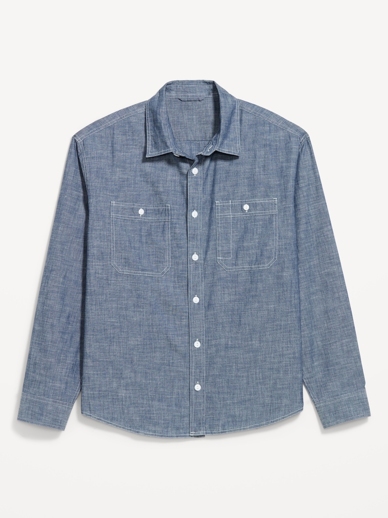 Loose Fit Chambray Workwear Shirt