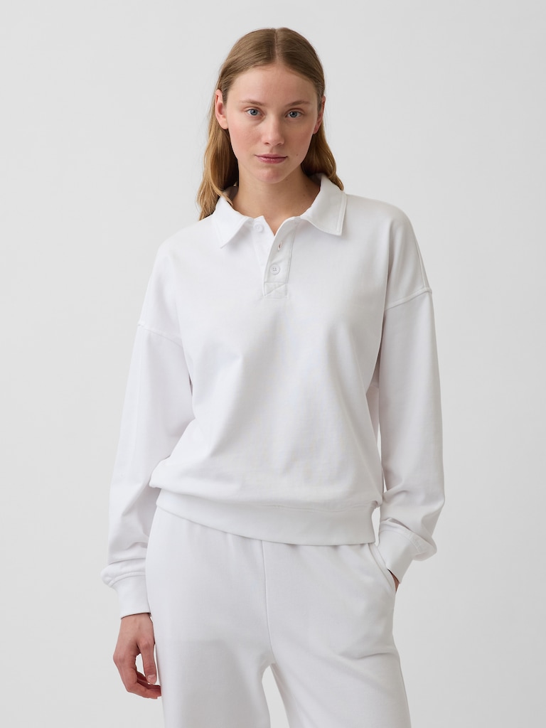 French Terry Oversized Polo Sweatshirt
