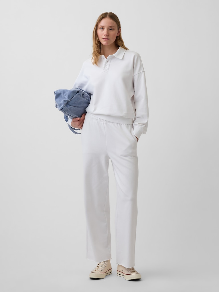 French Terry Oversized Polo Sweatshirt