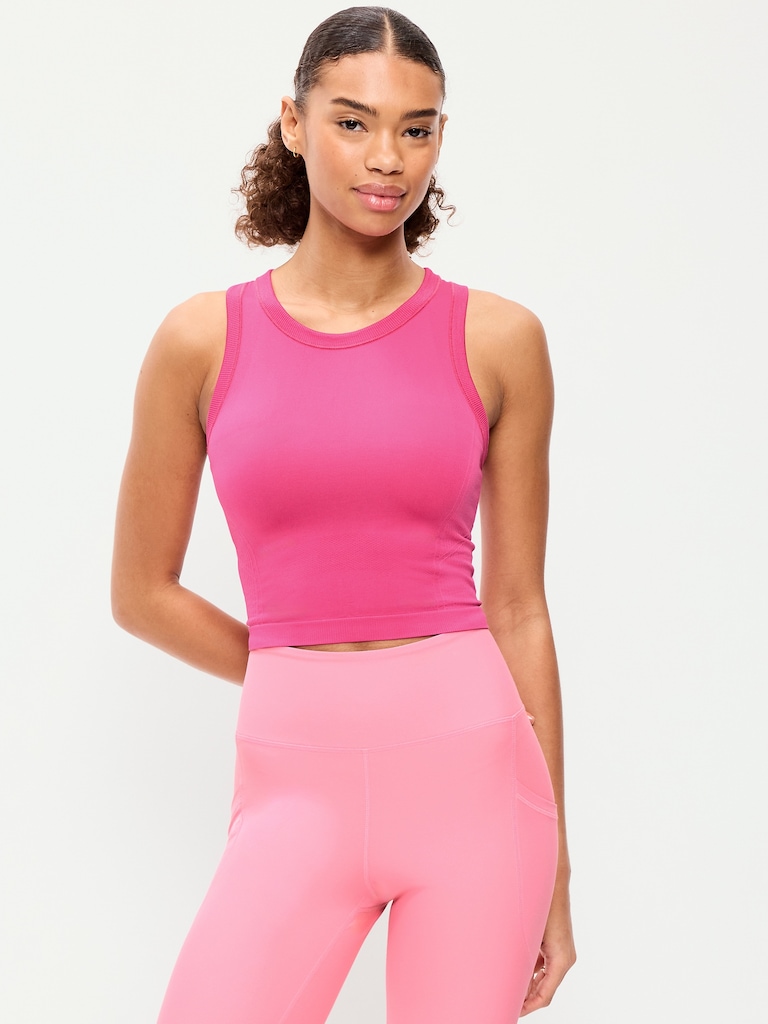 Seamless Fitted High-Neck Crop Top