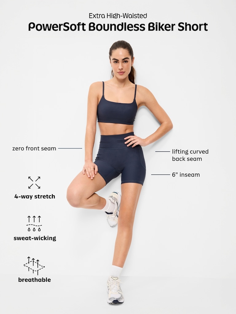 Extra-High Waisted PowerSoft Boundless Pocket Biker Shorts-- 6-inch inseam - No Front Seam