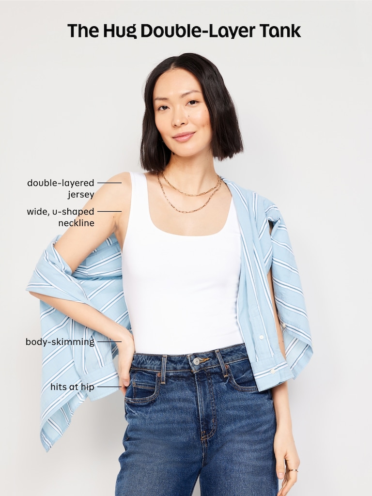 Hug Double-Layer Scoop-Neck Tank Top