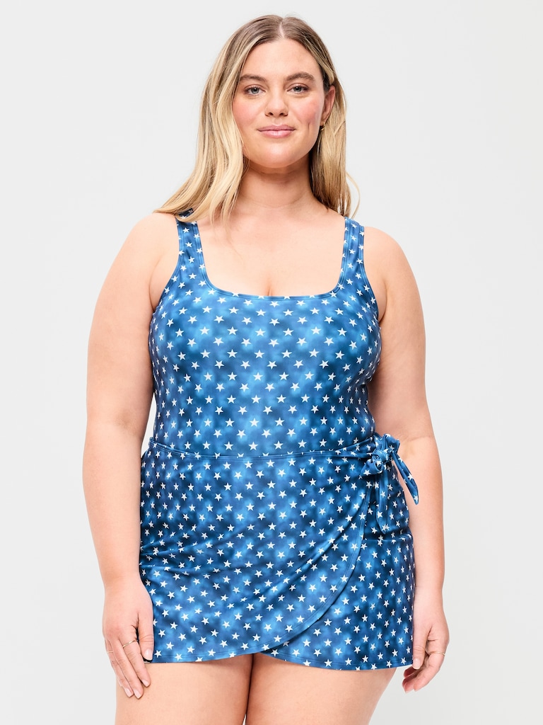 Matte Side-Tie Swim Dress