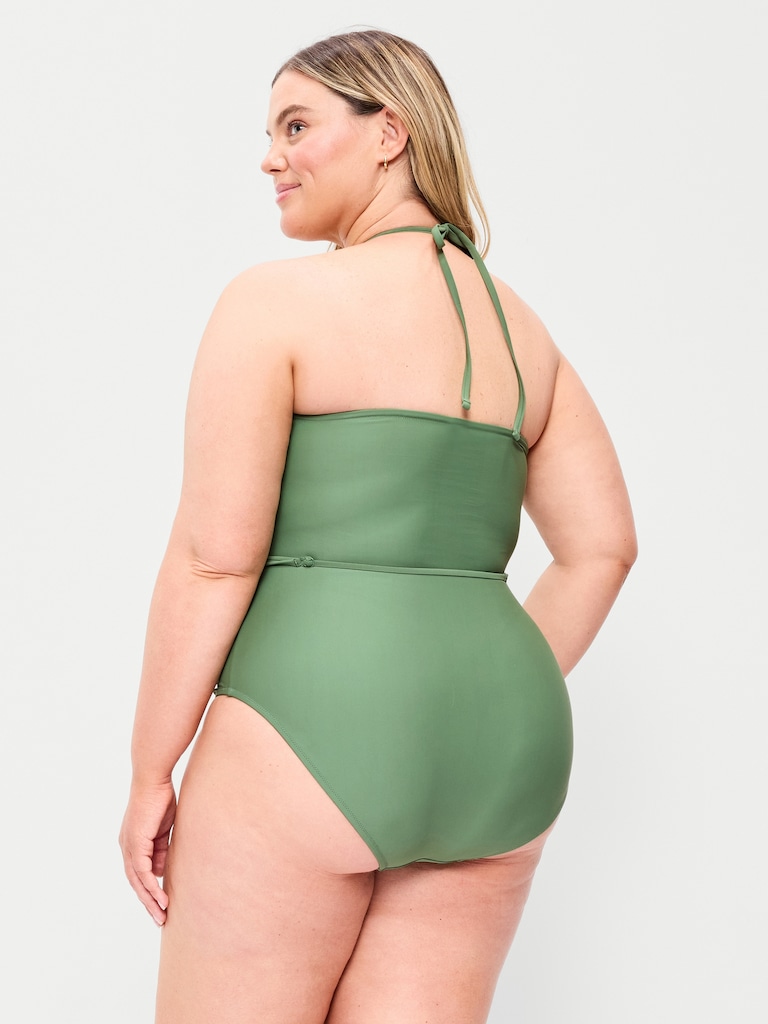 Strapless Belted One-Piece Swimsuit