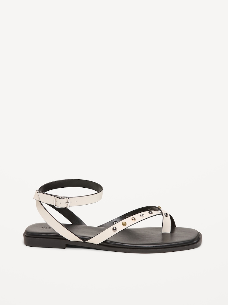 Studded Toe-Strap Sandals