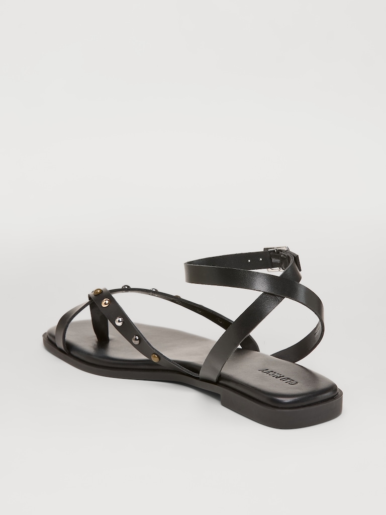 Studded Toe-Strap Sandals
