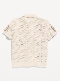 Short-Sleeve Crochet-Knit Shirt for Boys