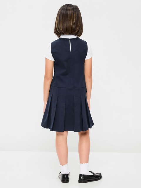 School Uniform Sleeveless Twill Dress for Girls
