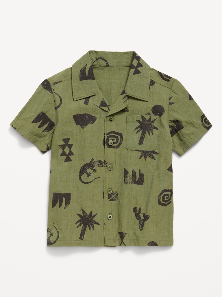 Printed Crinkled Shirt for Toddler Boys