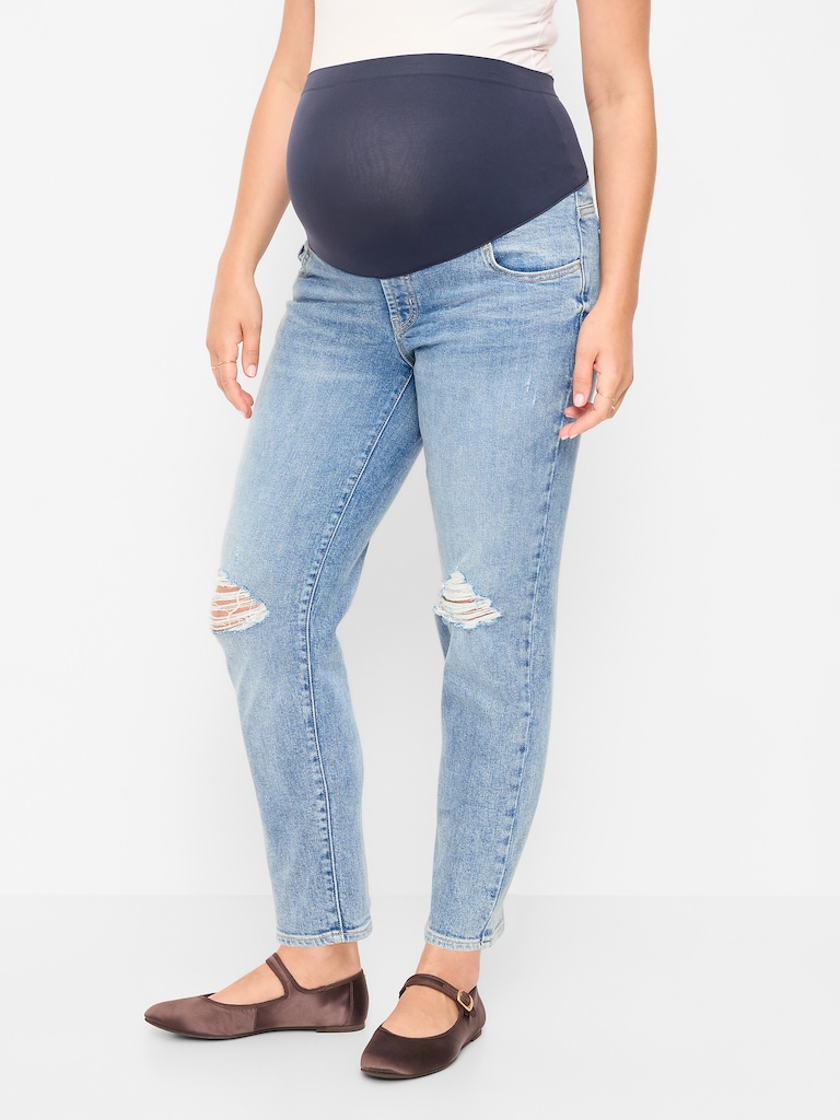 Jean droit longueur cheville à panneau couvrant de maternité