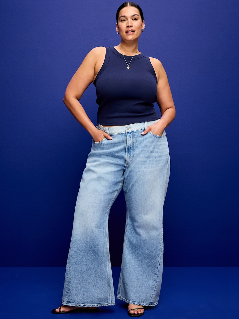 Mid-Rise Twisted-Seam Flare Jeans