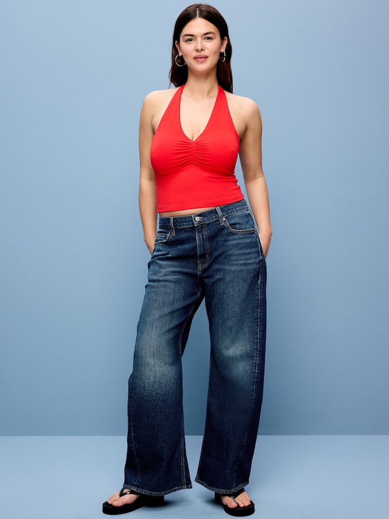 Mid-Rise Twisted-Seam Flare Jeans