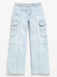 Pull-On Low-Rise Super Baggy Wide-Leg Cargo Jeans for Girls
