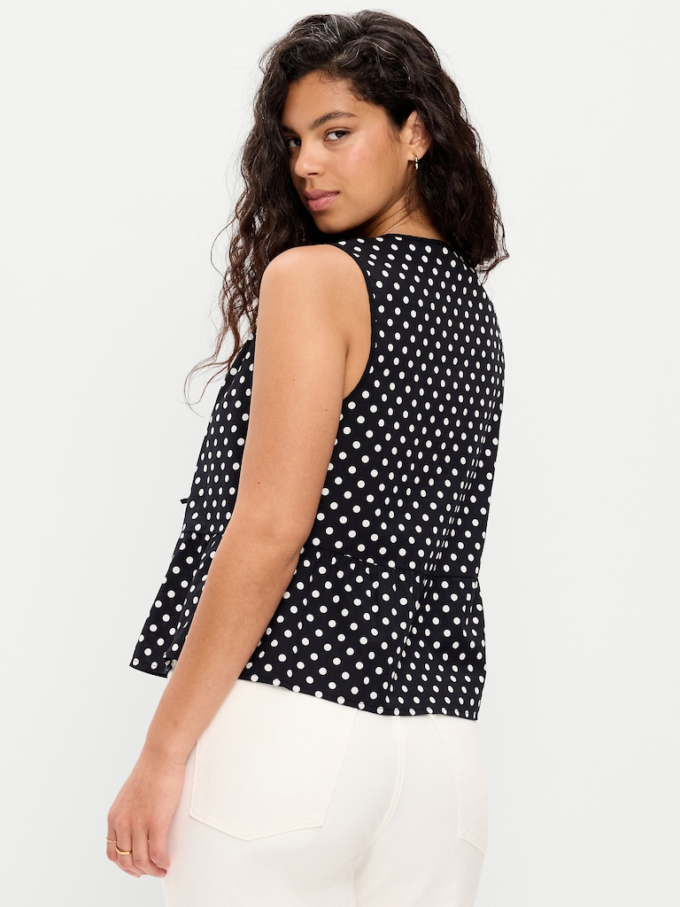 Tie-Front Peplum Tank Top