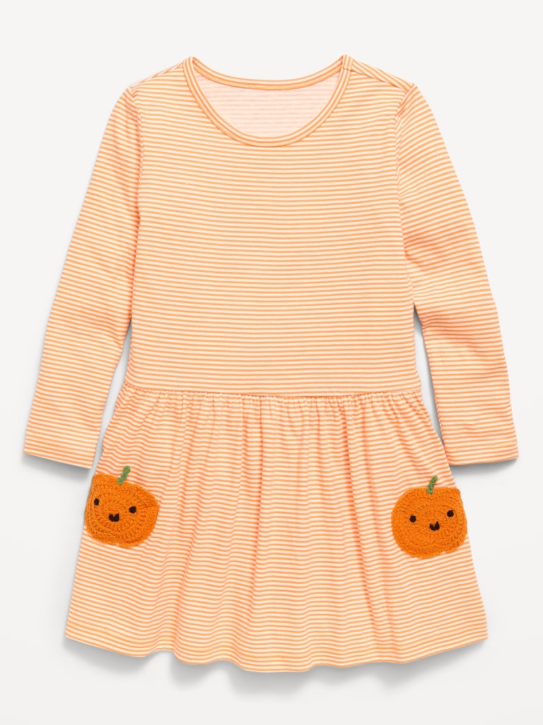 Printed Long-Sleeve Drop-Waist Dress for Toddler Girls