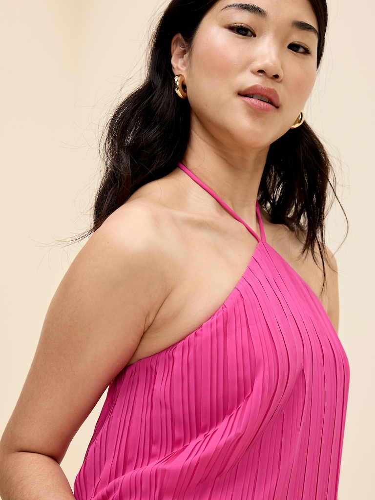 The Occasion by Old Navy Pleated Halter Swing Mini Dress