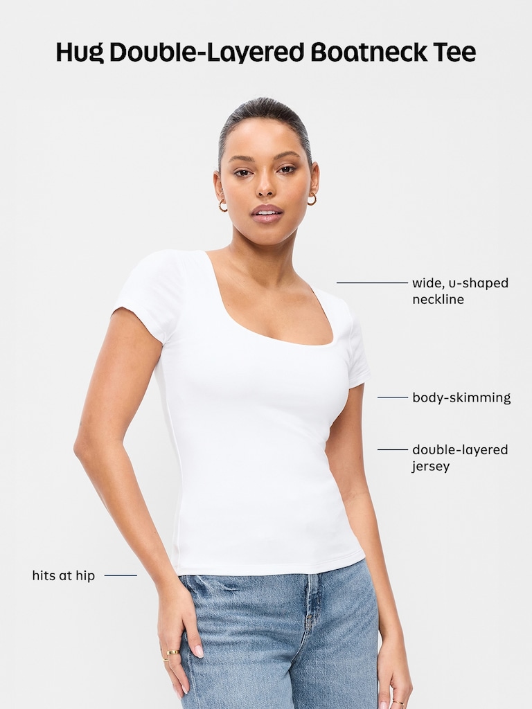 Hug Double-Layer Scoop-Neck Top